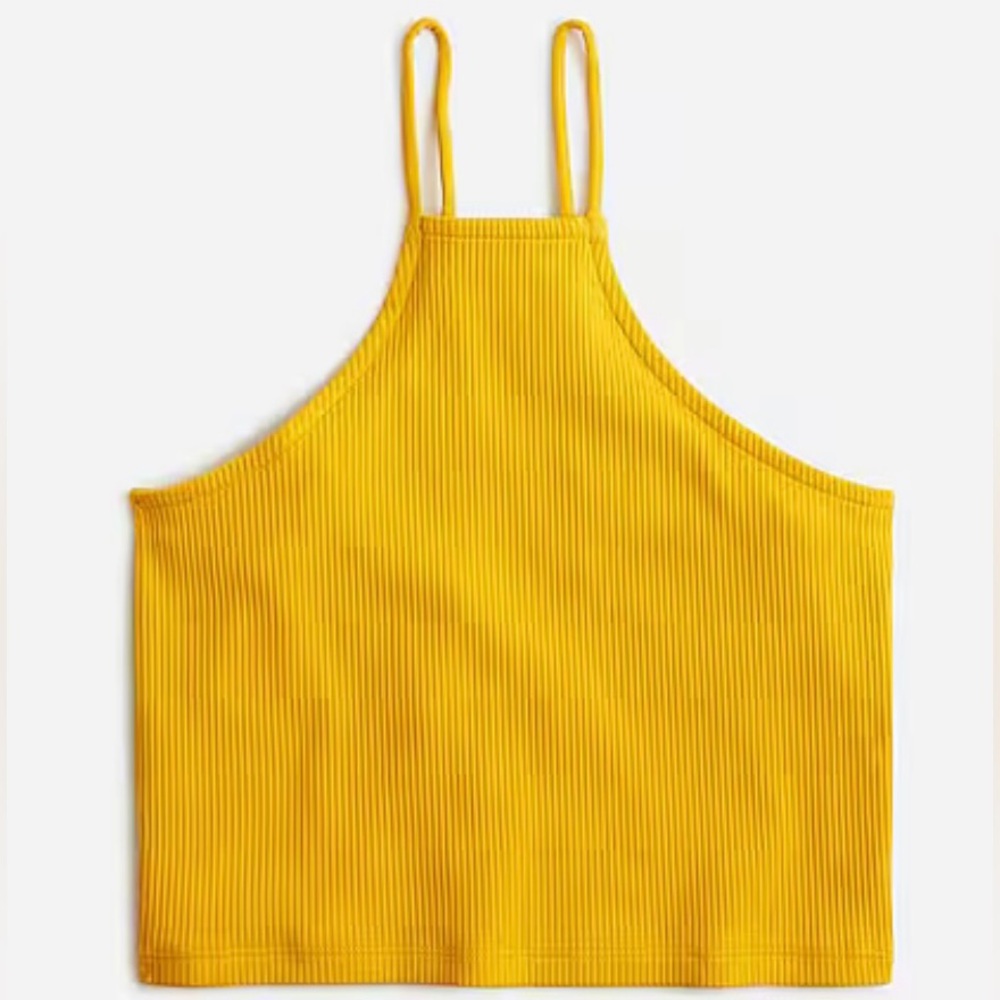 NWT J. Crew Vintage Ribbed Cropped Halter Tank, Bronzed Ochre